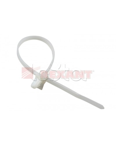 Хомут-стяжка нейлоновый, с крепежным пистоном 4.8х190 мм белый (100шт/уп) REXANT 07-0197 в Петропавловске-Камчатском Стяжки-хомуты Pintop.ru