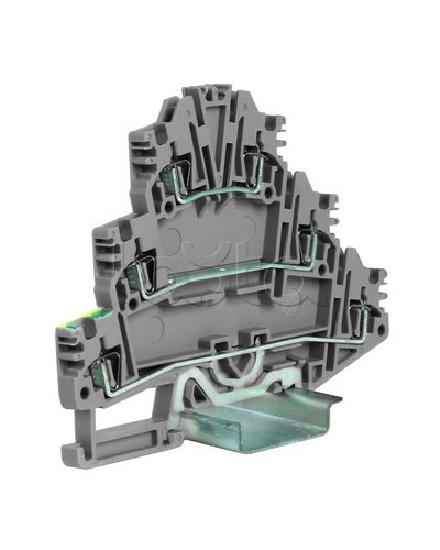 Зажим трех-уровневый c заземлением на нижнем уровне 2,5 кв.мм, серый DKC ZHL500GR в Петропавловске-Камчатском Держатели, клипсы, скобы Pintop.ru