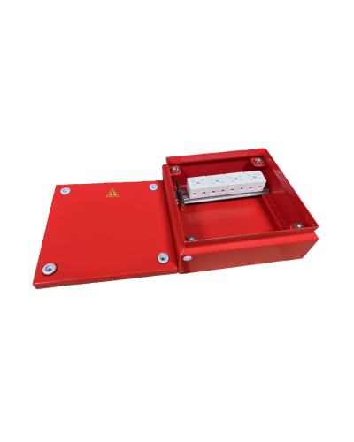 Коробка распределительная огнестойкая КРОПС, IP55, габаритные размеры 150х150х80 мм, для кабелей сечением до 25 мм2, 4 клеммы КМ-Профиль (FRJB-KM-ST5-25-04-КРОПС-IP55) в Петропавловске-Камчатском Распределительные коробки Pintop.ru