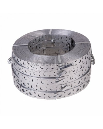 Лента полоса монтажная оцинкованная, перфорированная прямая 20 х 0,70 мм (рулон 25 м) REXANT (07-7107-4) в Петропавловске-Камчатском Крепежные изделия Pintop.ru