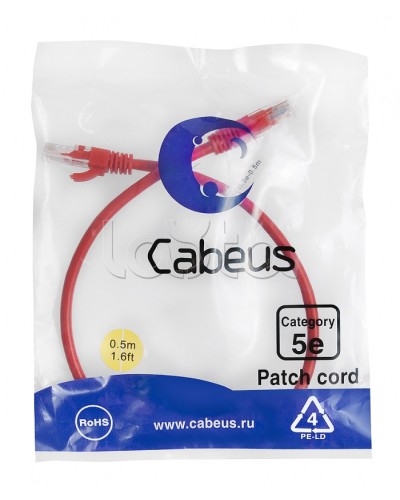 Патч-корд медный U/UTP кат.5е (0,5м) LSZH (красный) Cabeus (PC-UTP-RJ45-Cat.5e-0.5m-RD-LSZH) в Петропавловске-Камчатском Патчкорды (медные) Pintop.ru