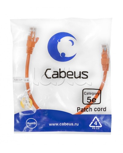 Патч-корд медный U/UTP кат.5е (0,3м) LSZH (оранжевый) Cabeus (PC-UTP-RJ45-Cat.5e-0.3m-OR-LSZH) в Петропавловске-Камчатском Патчкорды (медные) Pintop.ru