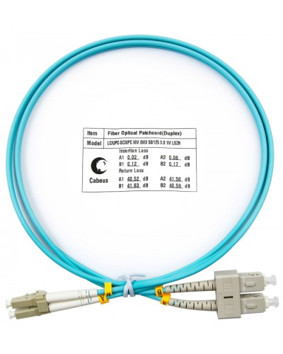 Шнур оптический duplex LC-SC 50/125 MM OM3 1 м LSZH Cabeus FOP-50-LC-SC-1M в Петропавловске-Камчатском Патч-корды оптические Pintop.ru