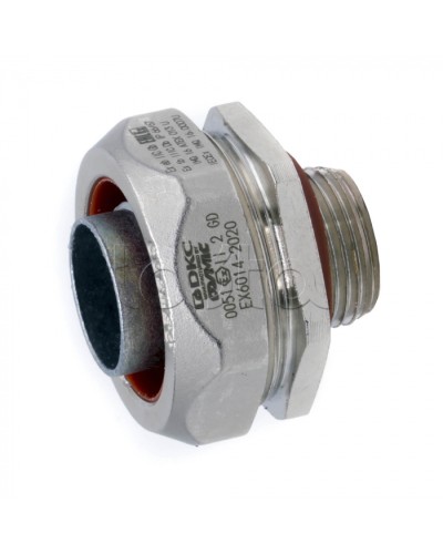 Взрывозащищенная Ex e муфта металлорукав-коробка. DN20 мм. M20х1,5.Никелированная латунь. IP66/6 (EX6014-2020) в Петропавловске-Камчатском Повороты, муфты, тройники Pintop.ru