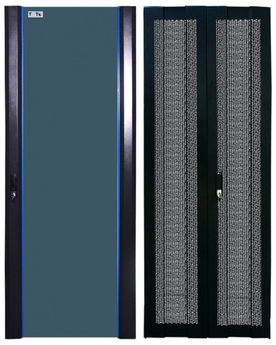 Комплект дверей 42U, 600 мм, черный, передняя - стекло, задняя - распашная перфорированна TWT TWT-CBB-DR42-6x-S-GP в Петропавловске-Камчатском Аксессуары для стоек и шкафов Pintop.ru