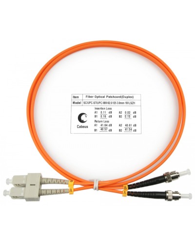 Шнур оптический duplex SC-ST 62,5/125 MM 1 м LSZH Cabeus FOP-62-SC-ST-1M в Петропавловске-Камчатском Патч-корды оптические Pintop.ru