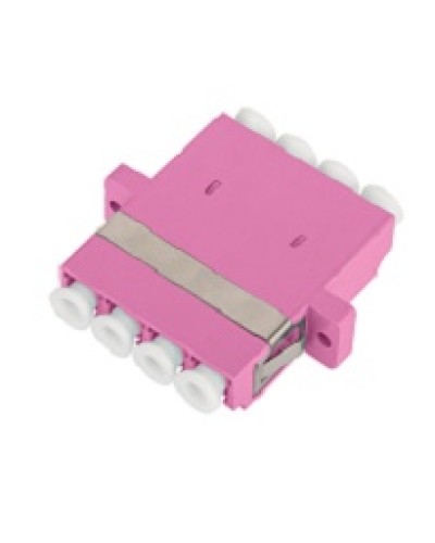 Адаптер NIKOMAX волоконно-оптический, соединительный, многомодовый, стандарта OM4, LC/UPC-LC/UPC, квадро, пластиковый, без шторки, с фланцами, маджента, уп-ка 2шт. в Петропавловске-Камчатском Проходные адаптеры и розетки оптические Pintop.ru