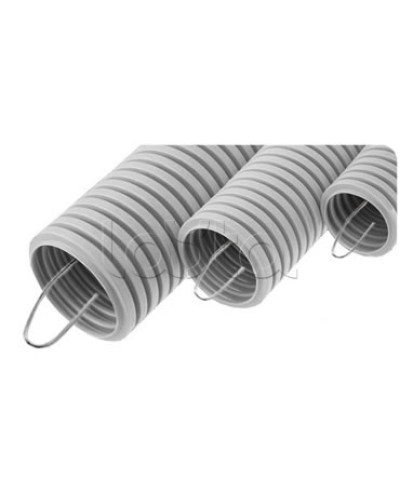 NR040 Усиленная двустен. труба ПНД гибкая, тип 750, SN49, с зондом, D40мм (50м) цвет красный Экопласт (821040) в Петропавловске-Камчатском Труба гофрированная Pintop.ru