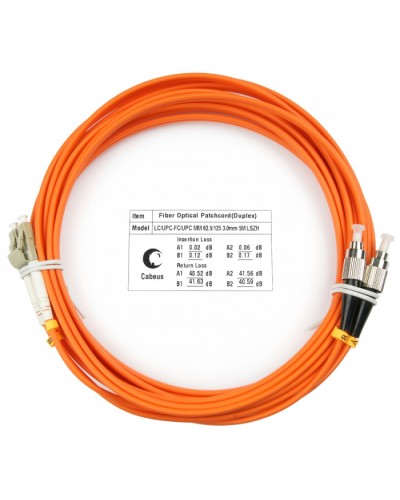 Шнур оптический duplex LC-FC 62,5/125 mm 25м LSZH Cabeus FOP-62-LC-FC-25m в Петропавловске-Камчатском Патч-корды оптические Pintop.ru