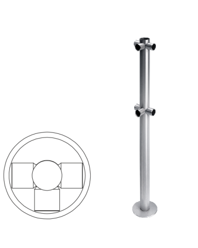 Стойка огражденияT-образная трехсторонняя Oxgard Стойка ограждения T-образная (ВЗР 1996.04) в Петропавловске-Камчатском Ограждения Pintop.ru