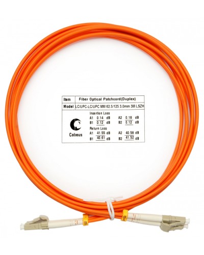 Шнур оптический duplex LC-LC 62,5/125 mm 3м LSZH Cabeus FOP-62-LC-LC-3m в Петропавловске-Камчатском Патч-корды оптические Pintop.ru