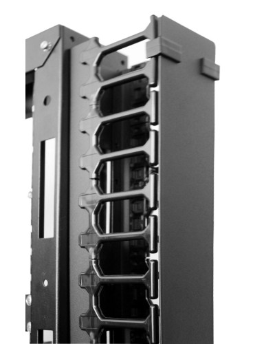 Вертикальный кабельный органайзер с пласт. пальцами для шкафов ШТК-СП-42.6.x, 2 компл ЦМО (ВКО-П-20/42U-9005) в Петропавловске-Камчатском Кабельные органайзеры Pintop.ru