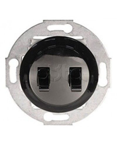 Экопласт Выключатель 2-рычажковый (схема 5) 10 A, 250 B (черный) Vintage в Петропавловске-Камчатском Розетки компьютерные и телефонные Pintop.ru