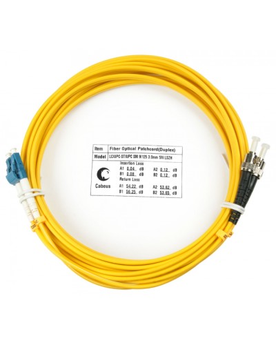 Шнур оптический duplex LC-ST 9/125 sm 7м LSZH Cabeus FOP(d)-9-LC-ST-7m в Петропавловске-Камчатском Патч-корды оптические Pintop.ru