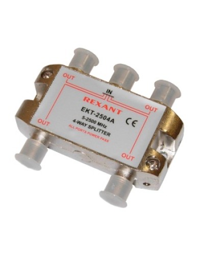 Делитель телевизионный ТВх4 под F разъём 5-2500 МГц СПУТНИК (10шт/уп) REXANT 05-6203 в Петропавловске-Камчатском Системы видеонаблюдения Pintop.ru
