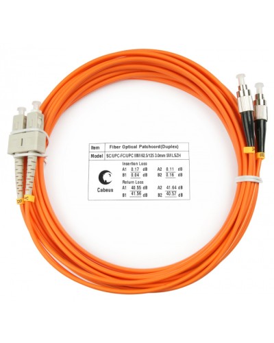 Шнур оптический duplex SC-FC 62,5/125 mm 10м LSZH Cabeus FOP-62-SC-FC-10m в Петропавловске-Камчатском Патч-корды оптические Pintop.ru