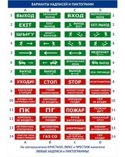 Оповещатель плоское световое табло Электротехника и Автоматика КРИСТАЛЛ-24 Подключение пожарной техники в Петропавловске-Камчатском Оповещатели Pintop.ru