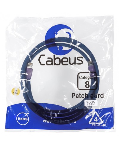Патч-корд S/FTP Cabeus PC-SSTP-RJ45-Cat.8-2m-LSZH в Петропавловске-Камчатском Патчкорды (медные) Pintop.ru