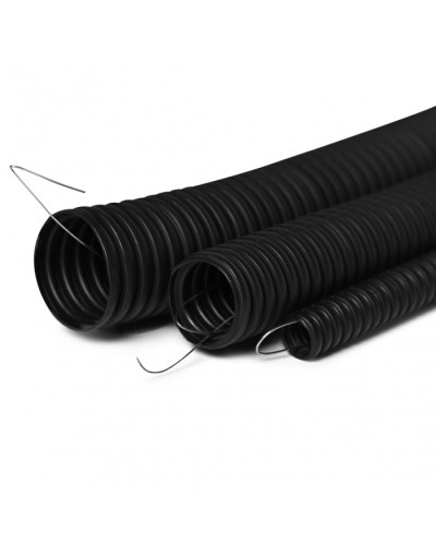 Труба гофрированная с зондом 20 мм.из ПНД, трудногорючая, безгалогенная FRHFгибкая со стальной протяжкой (черный) ПожТехКабель 713-002 в Петропавловске-Камчатском Труба гофрированная Pintop.ru