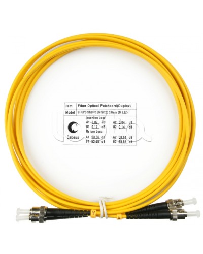 Шнур оптический duplex ST-ST 9/125 sm 3м LSZH Cabeus FOP(d)-9-ST-ST-3m в Петропавловске-Камчатском Патч-корды оптические Pintop.ru