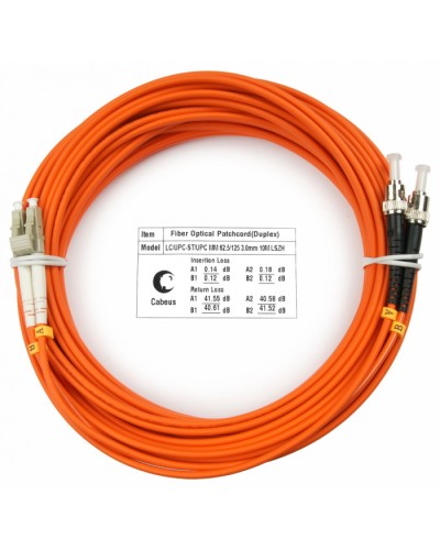 Шнур оптический duplex LC-ST 62,5/125 mm 15м LSZH Cabeus FOP-62-LC-ST-15m в Петропавловске-Камчатском Патч-корды оптические Pintop.ru
