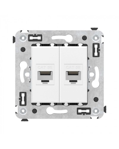 Компьютерная розетка RJ-45 без шторки в стену, кат.5е двойная, Avanti, Белое облако DKC 4400664 в Петропавловске-Камчатском Розетки компьютерные и телефонные Pintop.ru