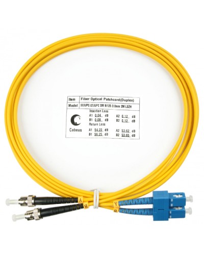 Шнур оптический duplex SC-ST 9/125 SM 2 м LSZH Cabeus FOP(d)-9-SC-ST-2M в Петропавловске-Камчатском Патч-корды оптические Pintop.ru