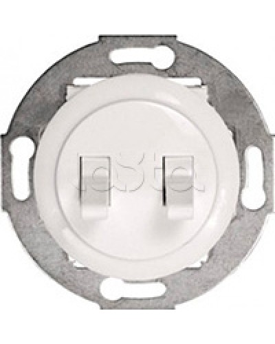 Экопласт Выключатель 2-рычажковый (схема 5) 10 A, 250 B (белый) Vintage в Петропавловске-Камчатском Розетки компьютерные и телефонные Pintop.ru