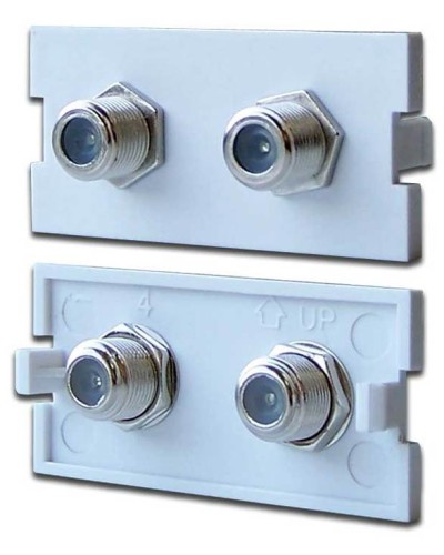 Вставка модульная с 2хF адаптерами в розетку LAN-MB, белая LANMASTER LAN-MBP-2TV/F-WH в Петропавловске-Камчатском Коннекторы Pintop.ru