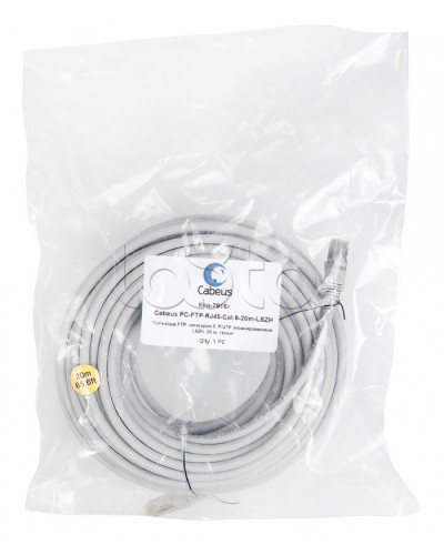 Патч-корд FTP, категория 6, F/UTP экранированный, LSZH, 20 м, серый Cabeus PC-FTP-RJ45-Cat.6-20m-LSZH в Петропавловске-Камчатском Патчкорды (медные) Pintop.ru