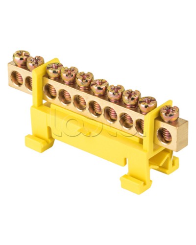 Шина 0 PE (6х9мм) 10 отверстий латунь желтый изолятор тип Стойка на DIN-рейку EKF PROxima (sn0-63-10-sy) в Петропавловске-Камчатском Клеммные колодки Pintop.ru