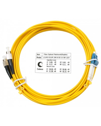 Шнур оптический duplex LC-FC 9/125 sm 7м LSZH Cabeus FOP(d)-9-LC-FC-7m в Петропавловске-Камчатском Патч-корды оптические Pintop.ru