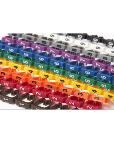 Маркеры (клипсы) на кабель, защелкивающиеся D 6-7мм, 0-9, 10 цветов (100 шт) Hyperline MA-67-R в Петропавловске-Камчатском Держатели, клипсы, скобы Pintop.ru