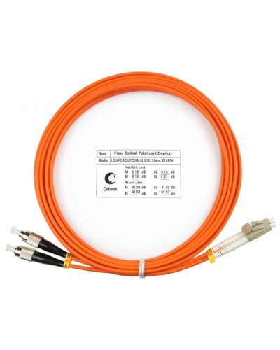 Шнур оптический duplex LC-FC 62,5/125 mm 3м LSZH Cabeus FOP-62-LC-FC-3m в Петропавловске-Камчатском Патч-корды оптические Pintop.ru
