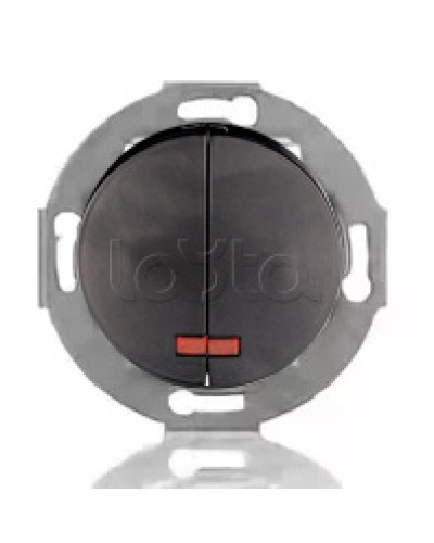 Выключатель двухклавишный Экопласт (схема 5L) с индикатором 10 A, 250 B (черный ) Vintage в Петропавловске-Камчатском Розетки компьютерные и телефонные Pintop.ru