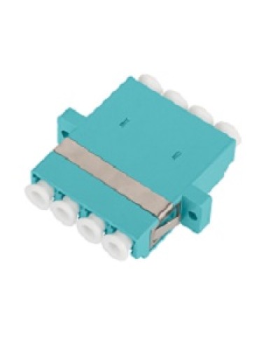 Адаптер NIKOMAX волоконно-оптический, соединительный, многомодовый, стандарта OM3, LC/UPC-LC/UPC, квадро, пластиковый, без шторки, с фланцами, аква, уп-ка 2шт. в Петропавловске-Камчатском Проходные адаптеры и розетки оптические Pintop.ru