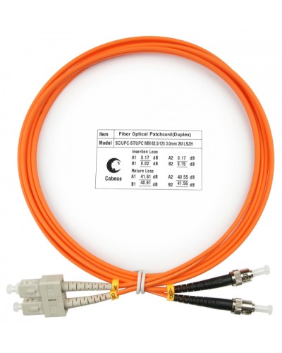 Шнур оптический duplex SC-ST 62,5/125 mm 2м LSZH Cabeus FOP-62-SC-ST-2m в Петропавловске-Камчатском Патч-корды оптические Pintop.ru