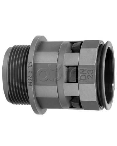 Муфта труба-коробка DN 7 мм, М12х1,5, полиамид, цвет черный DKC PAM07M12N в Петропавловске-Камчатском Повороты, муфты, тройники Pintop.ru