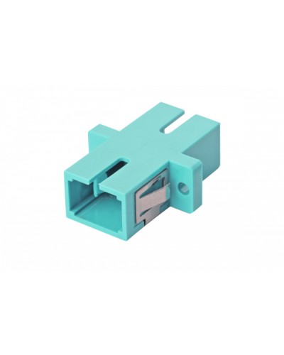 Оптический адаптер OM3, симплекс SC, с фланцами, бирюзовый Eurolan (36A-30-SC-02AQ) в Петропавловске-Камчатском Проходные адаптеры и розетки оптические Pintop.ru