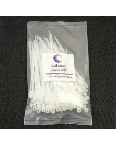 Стяжка нейлоновая неоткрывающаяся, безгалогенная (halogen free), 150x3.6мм, под винт (100 шт) Cabeus GTSC-150 в Петропавловске-Камчатском Стяжки-хомуты Pintop.ru