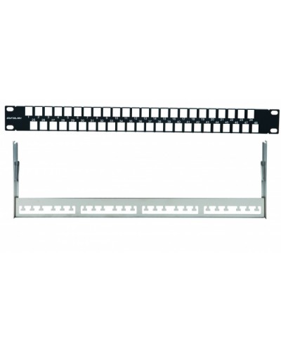 Комм. панель наборная 19, 1U, 48 портов под прямые UTP Keystone Eurolan (27B-00-48BL) в Петропавловске-Камчатском Патч панель Pintop.ru