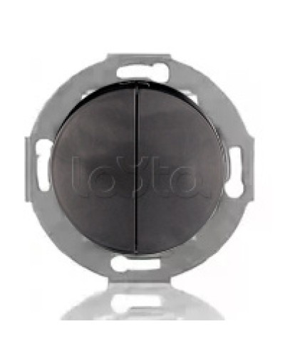 Выключатель двухклавишный Экопласт (схема 5) 10 A, 250 B (черный ) Vintage в Петропавловске-Камчатском Розетки компьютерные и телефонные Pintop.ru