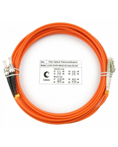 Шнур оптический duplex LC-ST 62,5/125 mm 5м LSZH Cabeus FOP-62-LC-ST-5m в Петропавловске-Камчатском Патч-корды оптические Pintop.ru