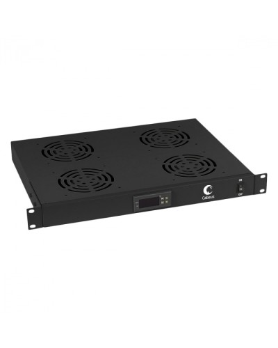 Панель вентиляционная с 4 вентиляторами с цифровым термодатчиком (черный) Cabeus JG03t-BK в Петропавловске-Камчатском Вентиляторные модули Pintop.ru