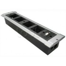 Блок настольный встраиваемый, с выключателем нагрузки на 4 модуля (45х45мм) для креп. к столу (алюмин) Экопласт 70324