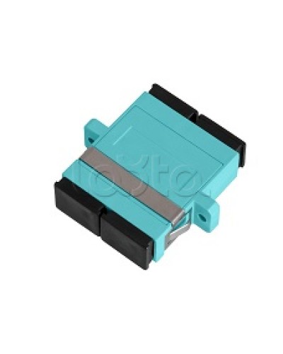 Адаптер NIKOMAX волоконно-оптический, соединительный, многомодовый, стандарта OM3, SC/UPC-SC/UPC, двойной, пластиковый, без шторки, с фланцами, аква, уп-ка 2шт. NIKOMAX (NMF-OA2M3-FN-SCU-SCU-AQ-2) в Петропавловске-Камчатском Проходные адаптеры и розетки оптические Pint