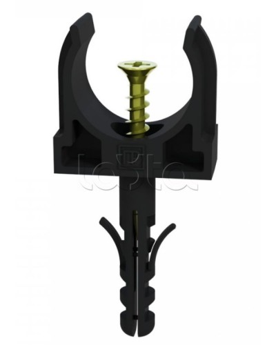 Крепеж-клипса с дюбелем и саморезом черная д25 в малой упаковке (10шт/450шт уп/кор) Промрукав (PR13.0313) в Петропавловске-Камчатском Держатели, клипсы, скобы Pintop.ru