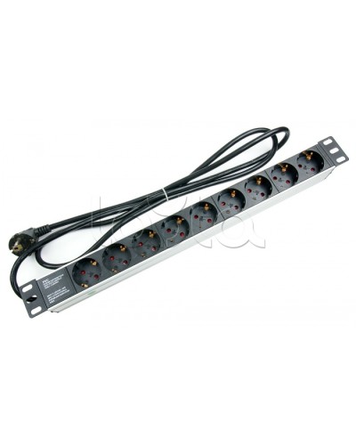 Блок на 9 розеток EU горизонтальный для 19 шкафов Cabeus (PDU-9P-2EU) в Петропавловске-Камчатском Блоки розеток Pintop.ru