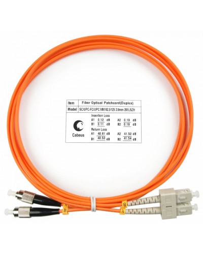 Шнур оптический duplex SC-FC 62,5/125 mm 2м LSZH Cabeus FOP-62-SC-FC-2m в Петропавловске-Камчатском Патч-корды оптические Pintop.ru