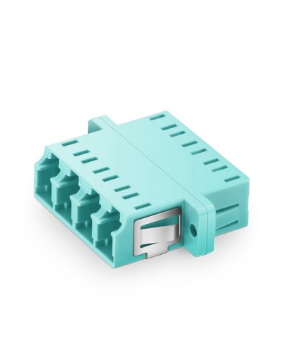 Оптический адаптер OM3, квадро LC, с фланцами, бирюзовый Eurolan (36A-30-4L-02AQ) в Петропавловске-Камчатском Проходные адаптеры и розетки оптические Pintop.ru